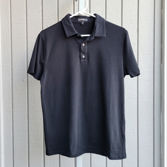 Men's Black Polo EUC | Cotton Stretch Medium | Express - Picture 7 of 11